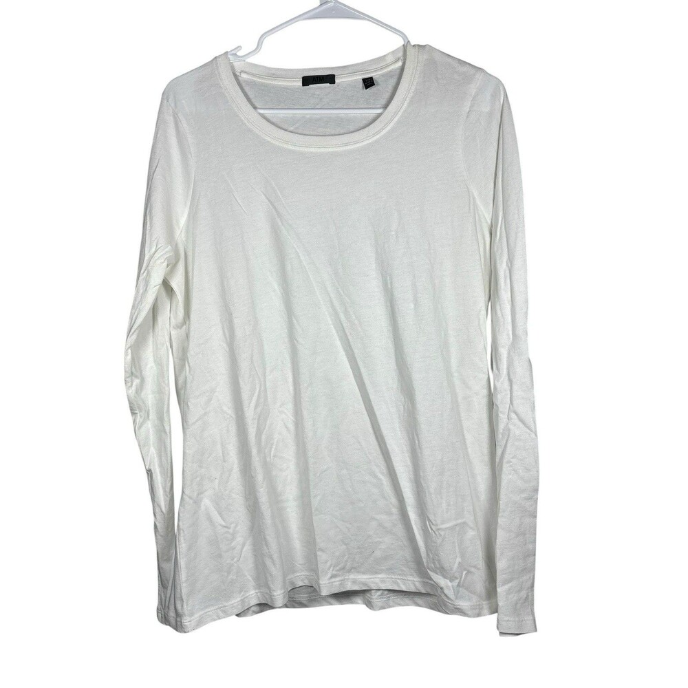 ATM Anthony Thomas Melillo Top Shirt Women Size L White Long Sleeve Cotton Tee